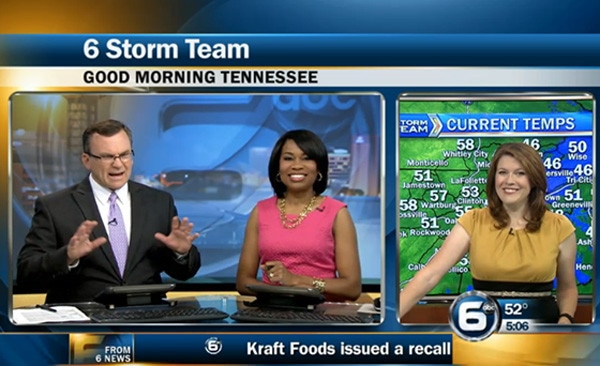 Weather girl flashes boobs